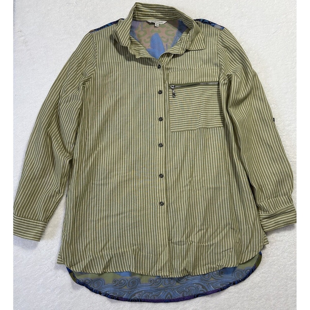 John Mark Womens Size S Green Long Sleeve Button Down Floral Top (S5)